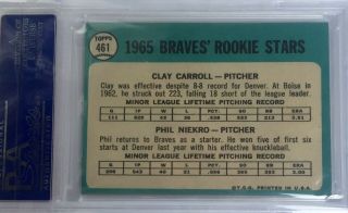 1965 Topps 461 Phil Niekro HOF Braves Rookies PSA 6 EX - MT 6