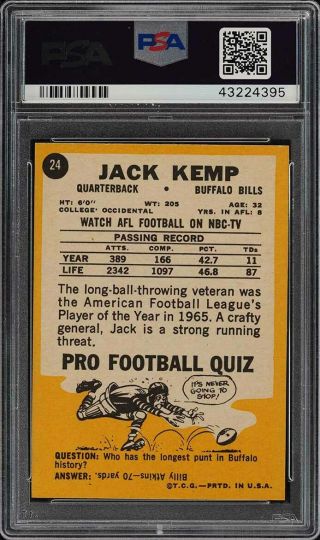 1967 Topps Football Jack Kemp 24 PSA 9 (PWCC) 2