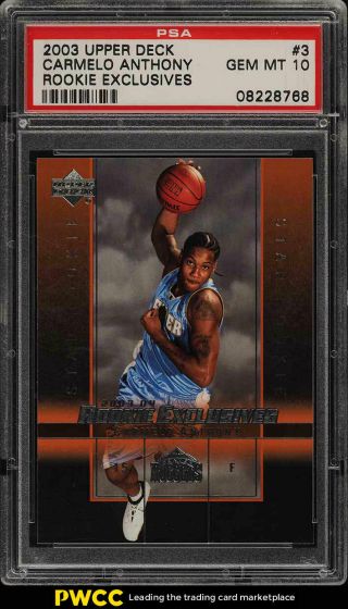 2003 Upper Deck Exclusives Carmelo Anthony Rookie Rc 3 Psa 10 Gem (pwcc)
