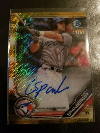 2019 Bowman Chrome Prospects Chad Spanberger Auto Gold Shimmer 13/50