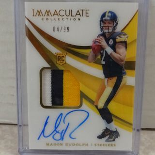 2018 Panini Immaculate Mason Rudolph 3clr Patch Rc Auto Acetate 04/99