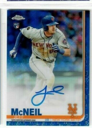 Jeff Mcneil 2019 Topps Chrome Baseball Auto Refractor Blue 1/150 N Y Mets Rc