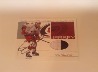 Ron Francis Autographed 2001 - 2002 Be A Player Signature Series 6/10 Jersey Also