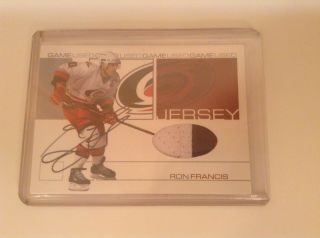 RON FRANCIS Autographed 2001 - 2002 Be A Player Signature Series 6/10 Jersey Also 3