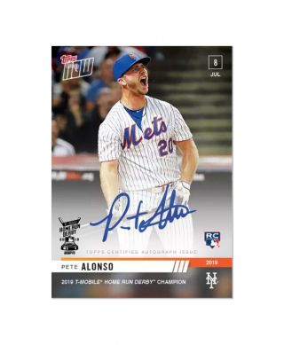 Topps Now 2019 Pete Alonso Auto /99 Home Run Derby Winner 493a York Mets