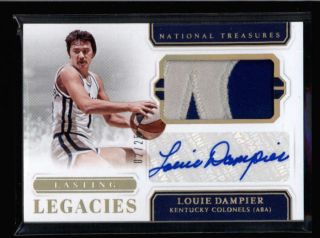 Louie Dampier 2018/19 National Treasures Lasting Legacies Patch Auto /25 Ss7951