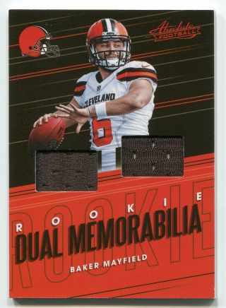 2018 Panini Absolute Dual Memorabilia Relic Baker Mayfield Cleveland Browns