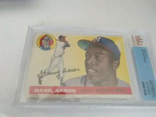 1955 Topps White Back Authentic Hank Aaron Bvg Centered Great Eye 47