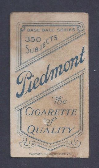 1909 - 11 T206 Charlie Rhodes Portrait Piedmont Tobacco Card St.  Louis Nat ' l VG 2