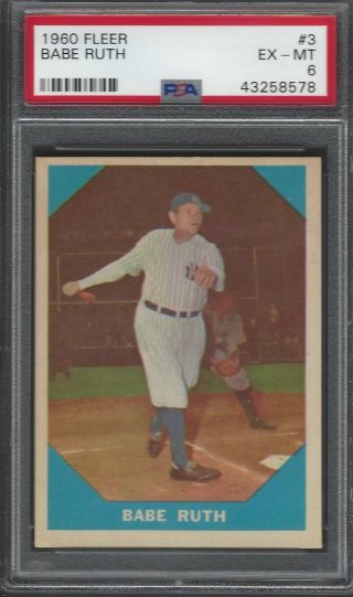 Psa 6 - 1960 Fleer 3 Babe Ruth York Yankees Hof