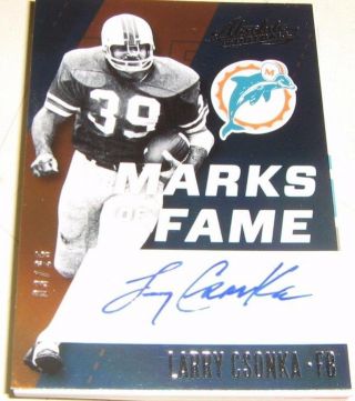 Auto 2017 Larry Csonka Panini Absolute Marks Of Fame Auto 03/25 Dolphins Sp
