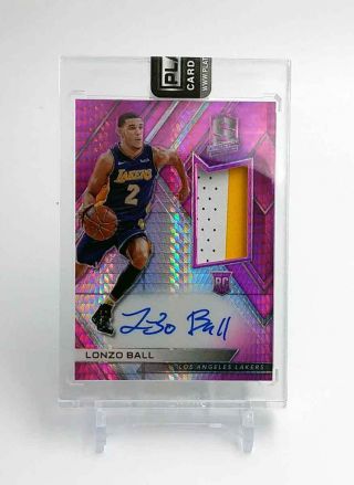 2017 Panini Spectra Prizm Lonzo Ball Rookie Auto Patch 2 Color Rpa Jersey 2/25