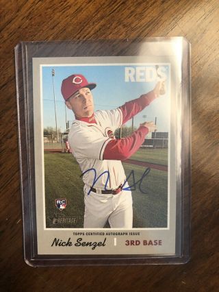 Nick Senzel 2019 Topps Heritage High Number Rc Real One Auto Autograph Roa - Nse