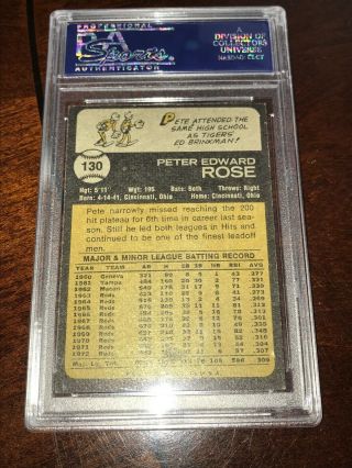 Pete Rose 1973 Topps Autograph Auto PSA Authenticated HOF HALL OF FAME HOF REDS 2