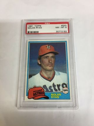 Psa 8,  1981 Topps 240 Nolan Ryan,  Houston Astros