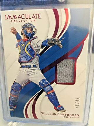 2019 Panini Immaculate Willson Contreras Game Jersey 40/49 Chicago Cubs