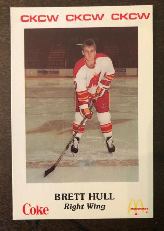 1986 - 87 Moncton Golden Flames Ahl 20 Brett Hull - Mcdonalds - Coke Pre - Rc