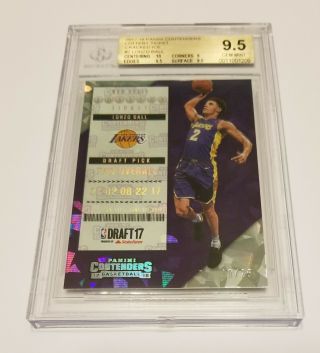 2017 - 18 Lonzo Ball Bgs 9.  5 Panini Contenders Cracked Ice Rookie Rc 10/25
