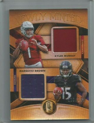 Kyler Murray Marquise Brown 2019 Gold Standard Rc Dual Jersey 110/199