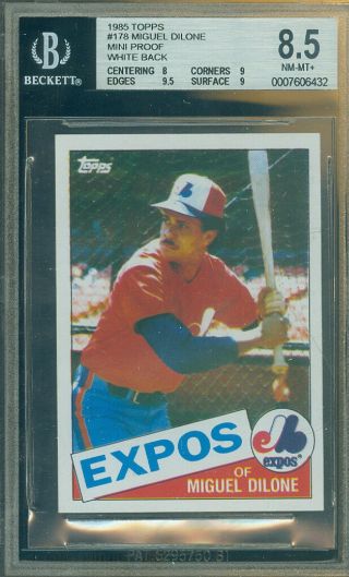 1985 Topps Mini 178 Miguel Dilone Bgs 8.  5 White Proof Finest 10 Made Very Rare