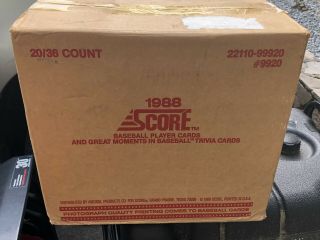 1988 Score Baseball Factory Wax Box Case (20 Boxes) 1st Year In Business