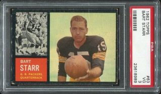 1962 Topps 63 Bart Starr Psa 3 Green Bay Packers Hof.  -