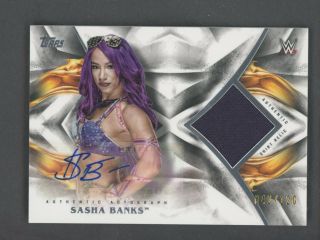 2019 Topps Wwe Wrestling Undisputed Sasha Banks Signed Auto Patch 42/120