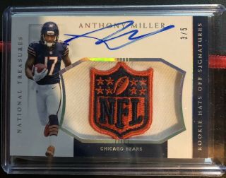 2018 National Treasures Bears Anthony Miller Rookie Hats Off Nfl Shield Auto 3/5