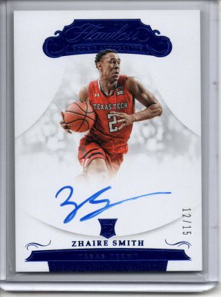 Zhaire Smith Auto Rc /15 2018 - 19 Panini Flawless Sapphire Rookie Autograph 76ers