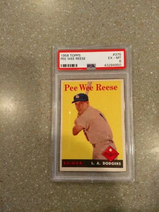 1958 Topps Pee Wee Reese 375 Baseball Card Psa 6