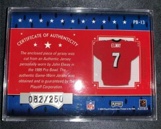 John Elway 2003 Playoff Absolute Memorabilia Pro Bowl Souvenirs Card 2