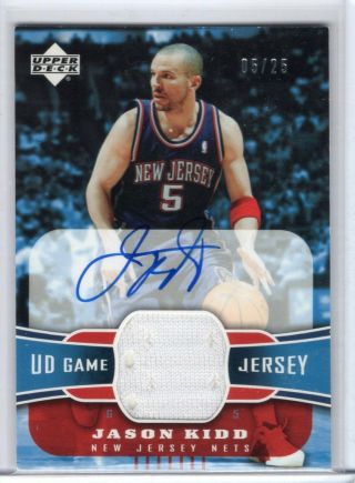 Jason Kidd 2003 - 04 Upper Deck Ud Game Jersey Auto Autograph 5/25 Nets