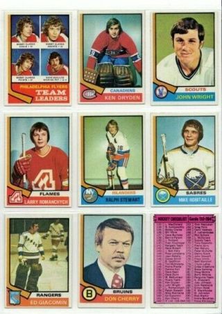 1974 - 75 TOPPS Complete Hockey Set 264 Cards; Set 3
