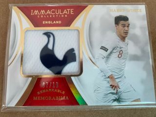 2018 - 19 Panini Immaculate Soccer Patch Logo Jersey Harry Winks 7/10 England