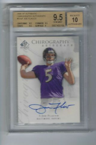 2008 Sp Authentic Chirography Joe Flacco Rookie Auto Rc Bgs 9.  5 Gem - Mnt