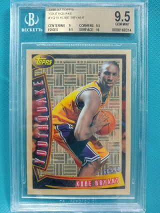 1996 - 97 Topps Kobe Bryant Youthquake Rookie Rc Bgs 9.  5 Sub 10 La Lakers B2