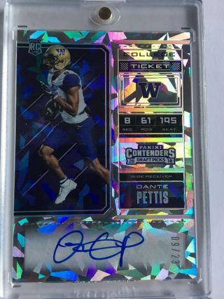 2018 Dante Pettis Contenders Draft Picks Cracked Ice Auto On Card 9/23 49ers 