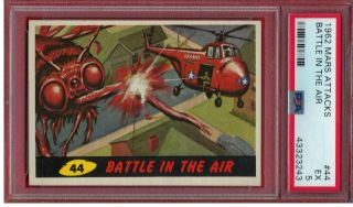 1962 Mars Attacks Battle In The Air 44 Psa Grade 5 Ex Cond.  " Wow "