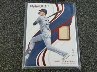 2019 Panini Immaculate Christian Yelich Game Bat Relic Card 31/49 Brewers