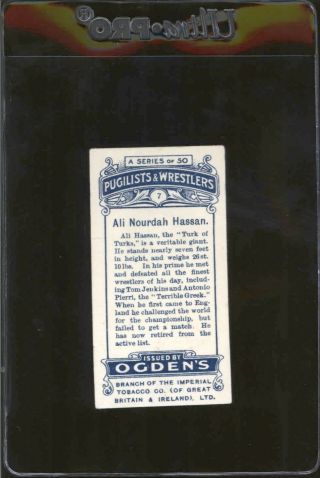 1908 Ogden ' s Cigarettes ALI NOURDAH HASSAN 7 Vintage Boxing Card 2
