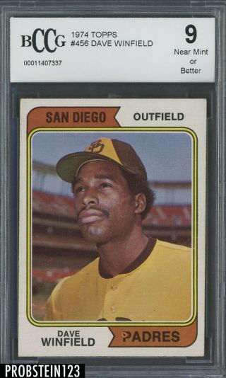 1974 Topps 456 Dave Winfield Padres Rc Rookie Hof Bccg 9 Centered