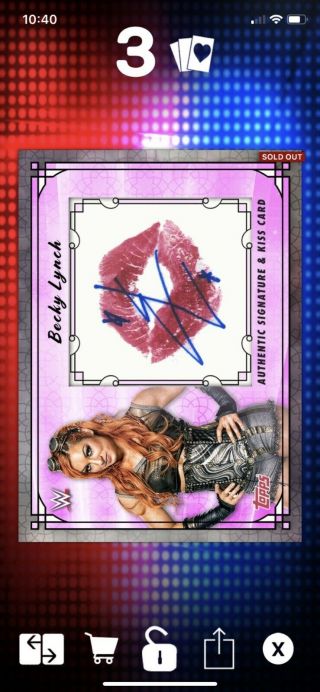 Topps Wwe Slam 2017 Digital Becky Lynch Kiss / Signature Card 250cc