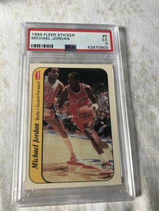 1986 Fleer Sticker Michael Jordan Basketball Card Psa 5