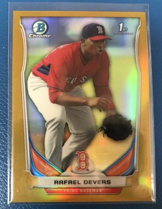 2014 Bowman Chrome Rafael Devers Gold Refractor Rookie Rc /50 Red Sox