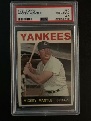 1964 Topps 50 Mickey Mantle Psa 4.  5 Yankees