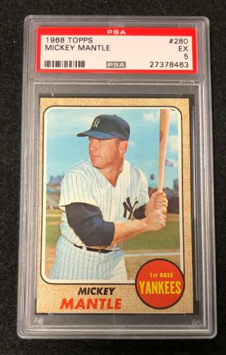 1968 Topps Mickey Mantle 280 Psa 5 Yankees