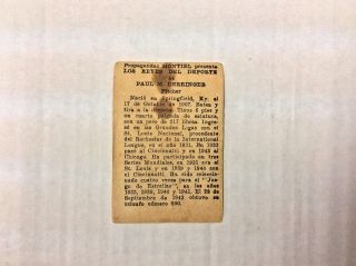 1946 - 47 Propagandas Montiel Cuban Baseball PAUL M.  DERRINGER Card 54 2