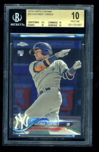 Gleyber Torres 2018 Topps Chrome Rookie Card Rc 31 Bgs 10 Pristine Ny Yankees