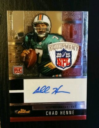 2008 Topps Finest Chad Henne Rookie Nfl Shield Logo Patch Auto 15/15 Michigan Rc