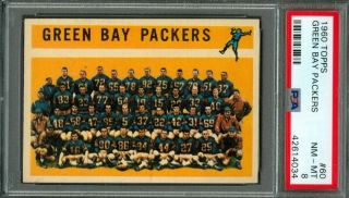 1960 Topps Football Green Bay Packers Team 60 Psa 8 (nearmint -)